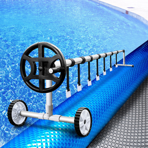 Aquabuddy Pool Cover 400 Micron Swimming Pool Solar Blanket Roller Pool Cover with Roller