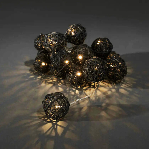 Rattan Cane 20 Ball Battery Powered String Lights Christmas Gift Home Wedding Party Bedroom Decoration Table Centrepiece 1 Set