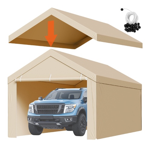 Carport Replacement Canopy Potable Garage Tent Top Tarp Sidewalls UV Resistant & Waterproof Heavy