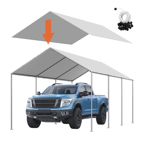 Carport Replacement Canopy Potable Garage Tent Top Tarp UV-Resistant & Waterproof Car Shelter Tarp Heavy Duty Car Port Cover