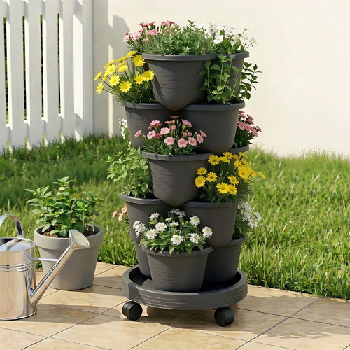 Fingers 5 Tier Vertical Garden Planter Stackable Planters 4 Wheels Raised Garden Bed Garden