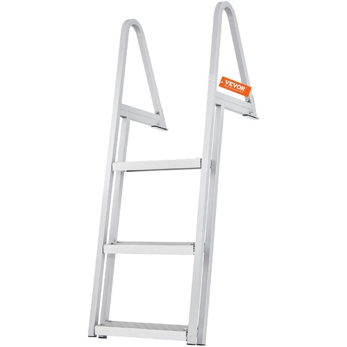 VEVOR Dock Ladder Removable 3 Steps Load Capacity Aluminum Alloy Pontoon Boat Ladder Wide