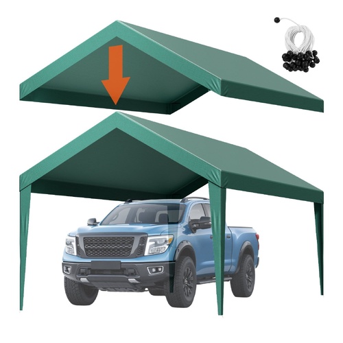 Carport Replacement Canopy Potable Garage Tent Top Tarp UV-Resistant & Waterproof Car Shelter Tarp Heavy Duty Car Port Cover Range 2