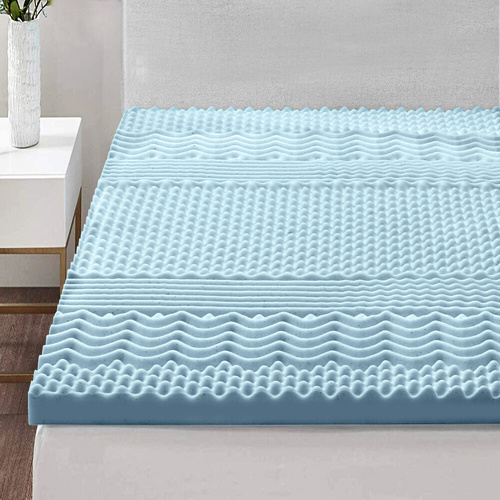 Bedding Cool Gel 7-zone Memory Foam Mattress Topper w Bamboo Cover 5cm