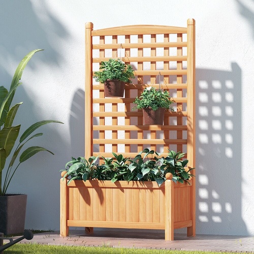Fingers Garden Bed Wooden Planter Raised Box Container Trellis 64 by 35 by 115cm