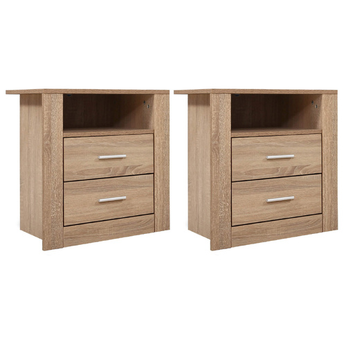 Bedside Table 2 Drawers with Shelf - TARA