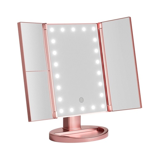 Embellir Tri-fold Makeup Mirror 1 by 2 by 3X Magnifying with LED Light Travel Portable