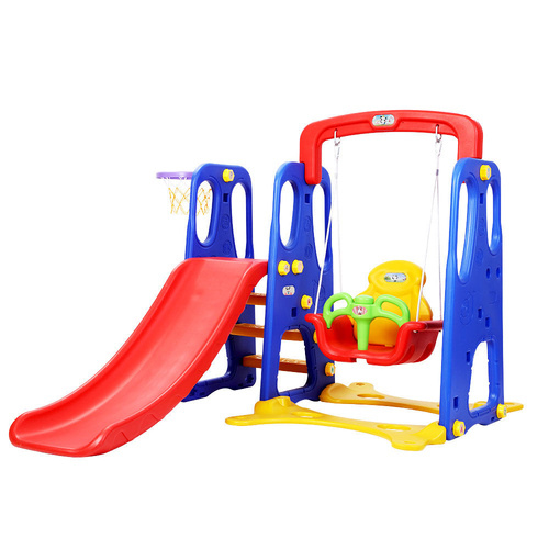 Kids Slide Swing Set Basketball Hoop Outdoor Playground Toys