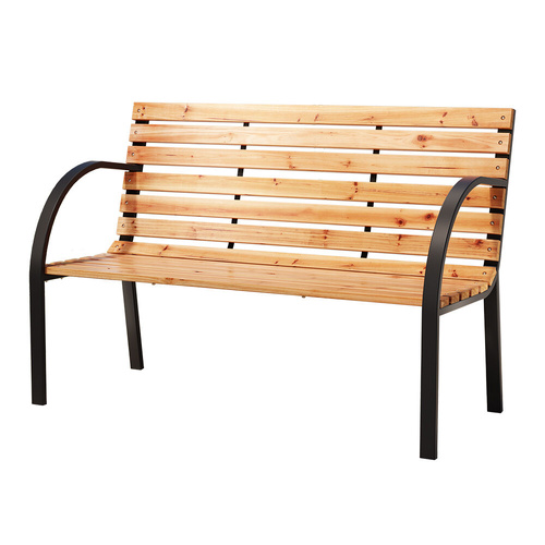 Outdoor Garden Bench Seat Wooden Steel Patio Furniture
