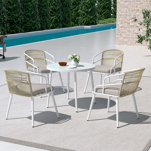 Outdoor Dining Set Aluminum Table Chairs Setting