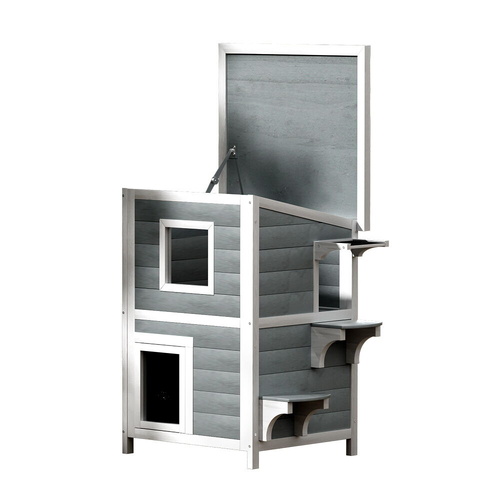 Outdoor Cat House Shelter Rabbit Hutch Wooden Condo Small Outdoor Cat House