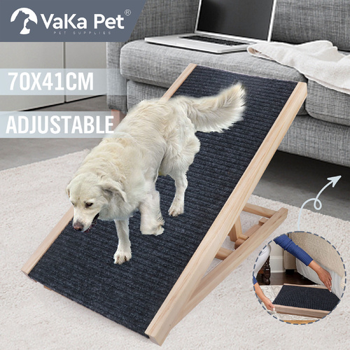 Vaka Foldable Dog Pet Ramp Adjustable Height Dogs Stairs Bed