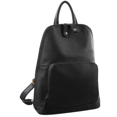 Milleni Womens Twin Zip Backpack Nappa Italian Leather Travel Bag