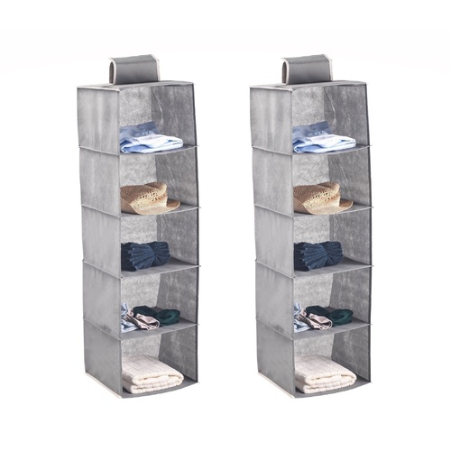 2 Pack 5-Tier Shelf Hanging Closet Organizer and Storage for Clothes