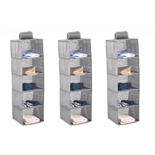3 Pack 5-Tier Shelf Hanging Closet Organizer and Storage for Clothes