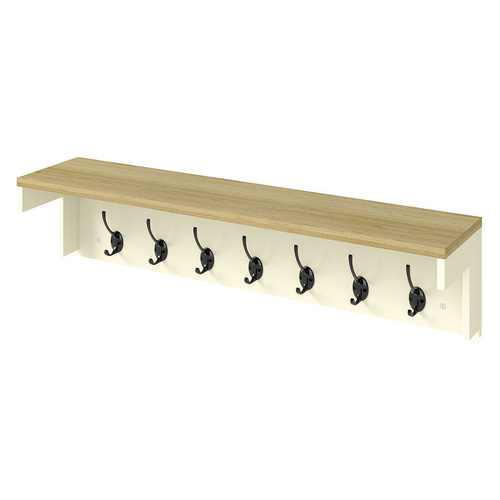 Coat Rack Wall Mounted Shelf 7 Double Hooks Storage Entryway Hallway
