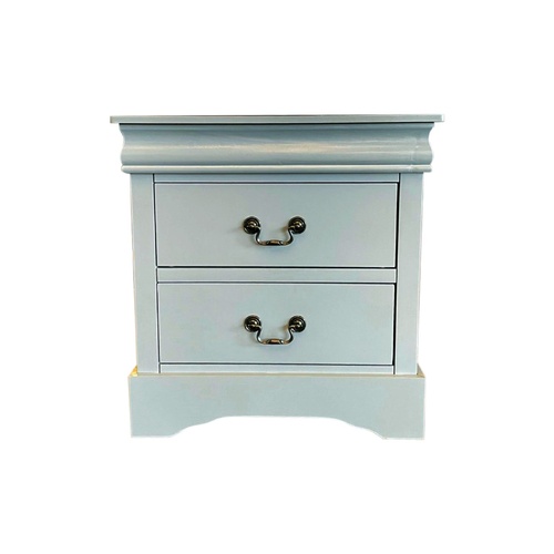 Bedside Table with 2 Drawers Night Stand Solid Wood Metal Handles