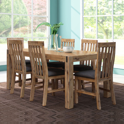 Dining Suite Dining Table & Chairs with Solid Acacia Wooden Base