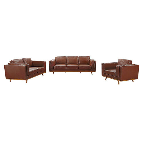 3+ Sofa Leather Lounge Set for Living Room Couch with Wooden Frame