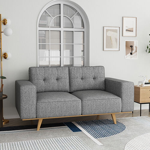 Sofa Fabric Upholstery Grey Colour Pocket Spring Wooden Frame