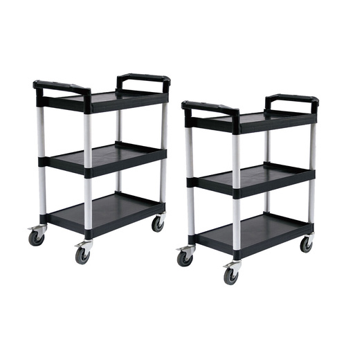 3 Tier Food Trolley Portable Kitchen Cart Multifunctional Big Utility Service with wheels 830 by 420 by 950mm Black