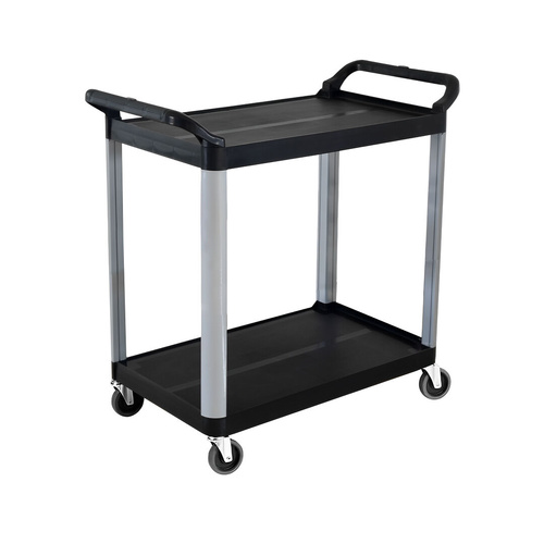 2 Tier Food Trolley Portable Kitchen Cart Multifunctional Big Utility Service with wheels Black