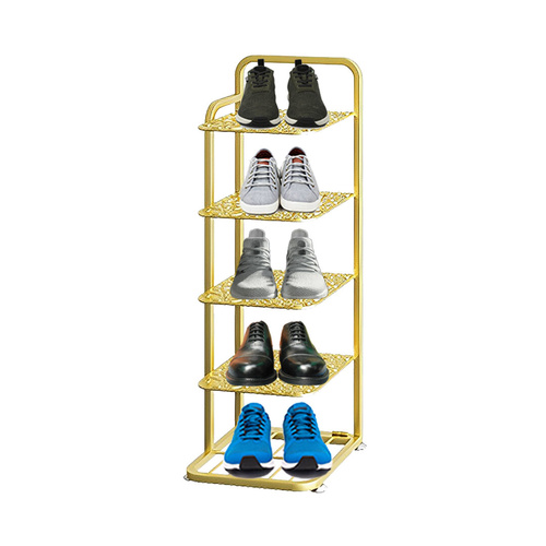 Gold Plated Metal Shoe Organizer Space Saving Portable Footwear Storage Shelving Unit Shoe Organiser Range 2