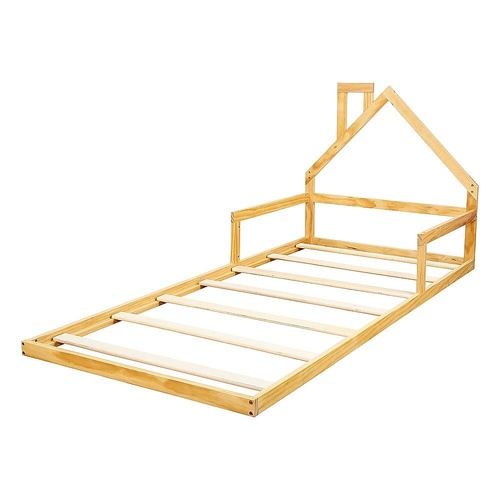 Pine Wood Floor Bed House Frame for Kids and Toddlers Single Bed Frames