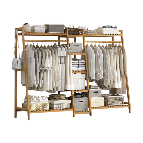 Portable Garment Rack Coat Garment Stand Bamboo Rail Hanger Airer Closet. Coat & Hat Racks Range 2