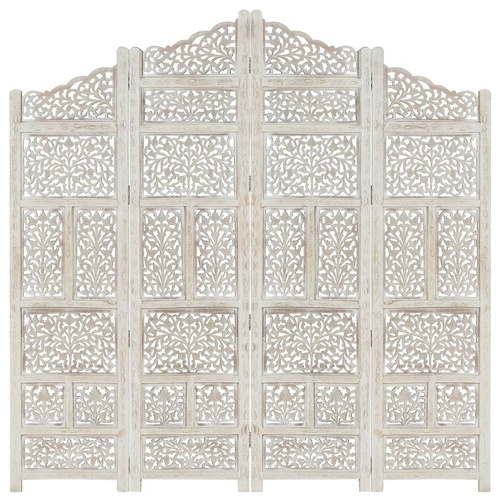 Carneys Hand carved 4-Panel Room Divider 160 by 165 cm Solid Mango Wood