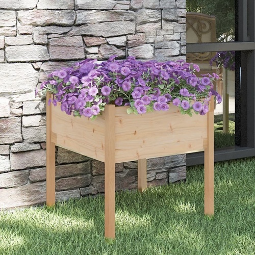 Garden Planter 70 by 70 by 70 cm Solid Pinewood Wood Plant Pot