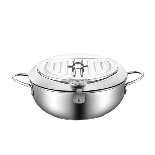  24cm Japanese Deep Frying Pan Silver