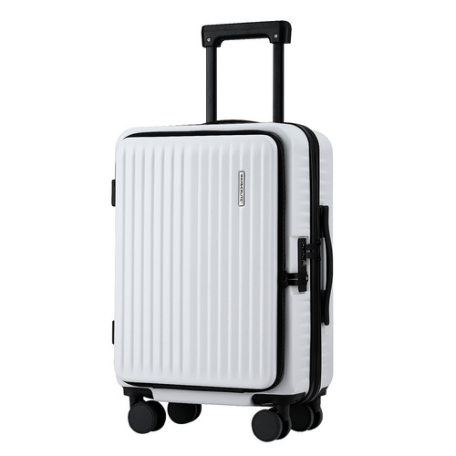 Wanderlite 20" Luggage Suitcase Front Pocket Travel Carry On Dual TSA White