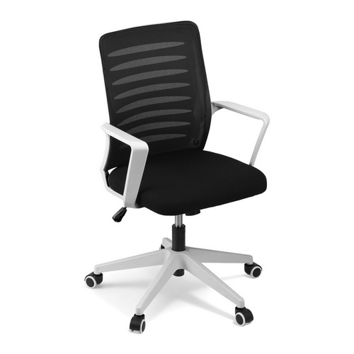 Artiss Ergonomic Office Chair Mesh Computer Desk Chairs with Lumbar Support, Height Adjustment Swivel Chair Mid Back for Home Office Study, Black and 