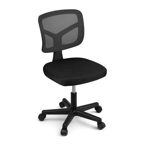 Artiss Armless Office Chair with Wheels, Ergonomic 360° Swivel Home Office Desk Chair, Height Adjustable Computer Task Chair with Fabric Back and Seat
