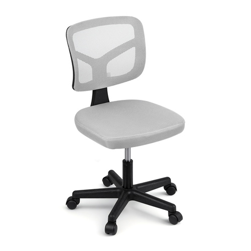 Artiss Armless Office Chair with Wheels, Ergonomic 360° Swivel Home Office Desk Chair, Height Adjustable Computer Task Chair with Fabric Back and Seat