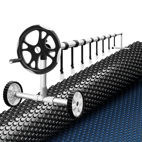 Aqua Buddy Pool Cover 600 Micron 10x4m w/ Roller 5.55m Black Solar Blanket