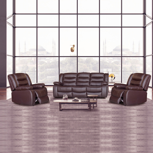Fantasy Recliner PU Leather 3R+1R+1R Brown