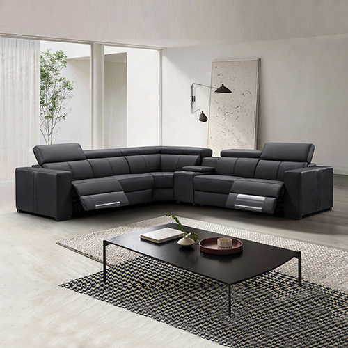 Washington Real Leather Sofa With PVC Black Colour