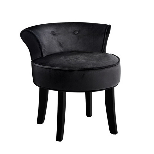 Vanity Stool Velvet Black Abella
