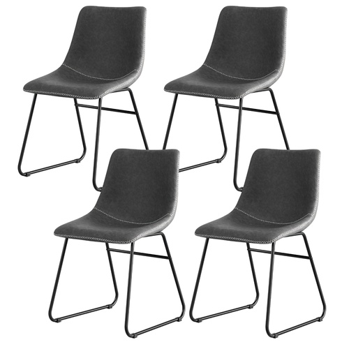 Artiss 4x Dining Chairs Retro PU Leather Kitchen Lounge Cafe Accent Chair Grey