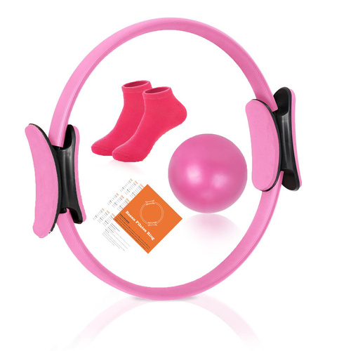 Pilates Ring Kit – Pilates 14" Magic Circle, 9" Mini Exercise Ball for Inner Thighs, Arms & Core Toning – Home Pilates Fitness Ring Workout Set for Wo