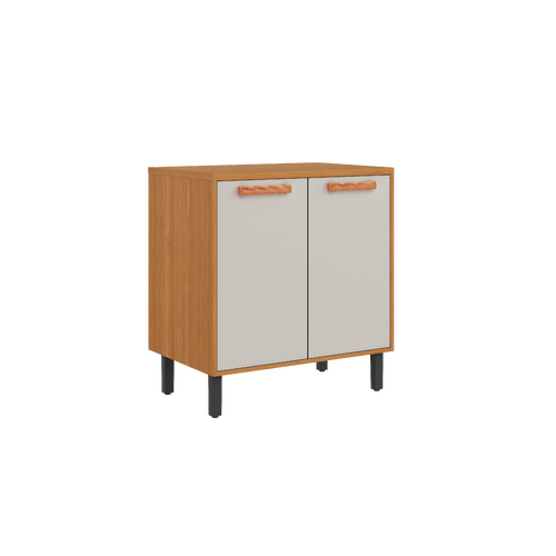 Base Kitchen Wooden Cabinet/Cupboard with 2 Doors in Cinnamon Finish - Napoles White Flat Pack DIY