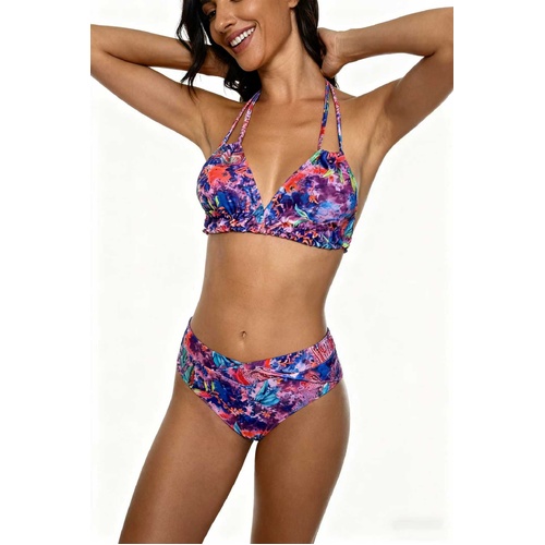 Double Strap Tie-Dye Cosmic Pattern Print Bikini Deep V Swimwear Tie-Dye Swimsuit Size S