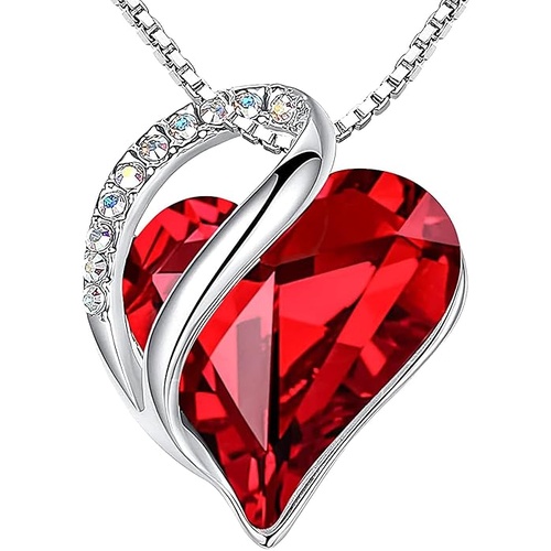 nfinity Love Heart Necklace, Birthstone Necklace for Women, Jewelry for Women with Healing Crystals, Allergy Free Pendant Necklace-01-January & July-S