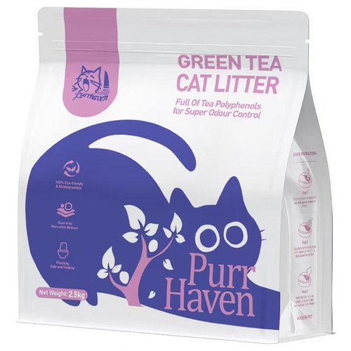 Purr Haven Green Tea Cat Litter | 10 Carton | 6 Packs Per Carton | 2.5kg Per Pack