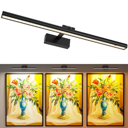 Wireless Picture Lights for Wall, Battery Operated Wall Light for Painting Rechargeable CCT Rotatable Art Gallery Light with Remote Dimmable Timer for