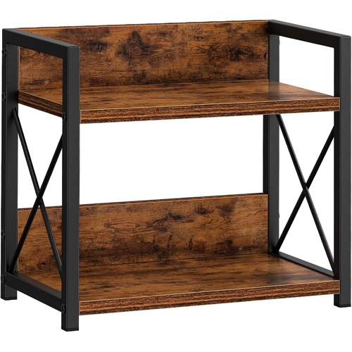 CARLA HOME 2-Tier Countertop Shelf Organizer Rustic Wood Kitchen Spice Rack for Storage, Condiments & Cabinet Organization