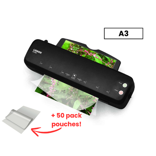 Hot Paper Laminator 350W for 80-100 Microns with 50 A3 Laminating Pouches