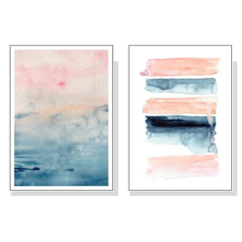 100cmx150cm Abstract Pink 2 Sets White Frame Canvas Wall Art 